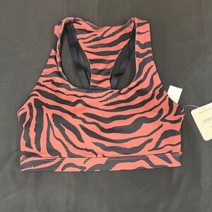 Fabletics brown Zebra Print Sports Bra Kessler medium impact sports bra XXS new